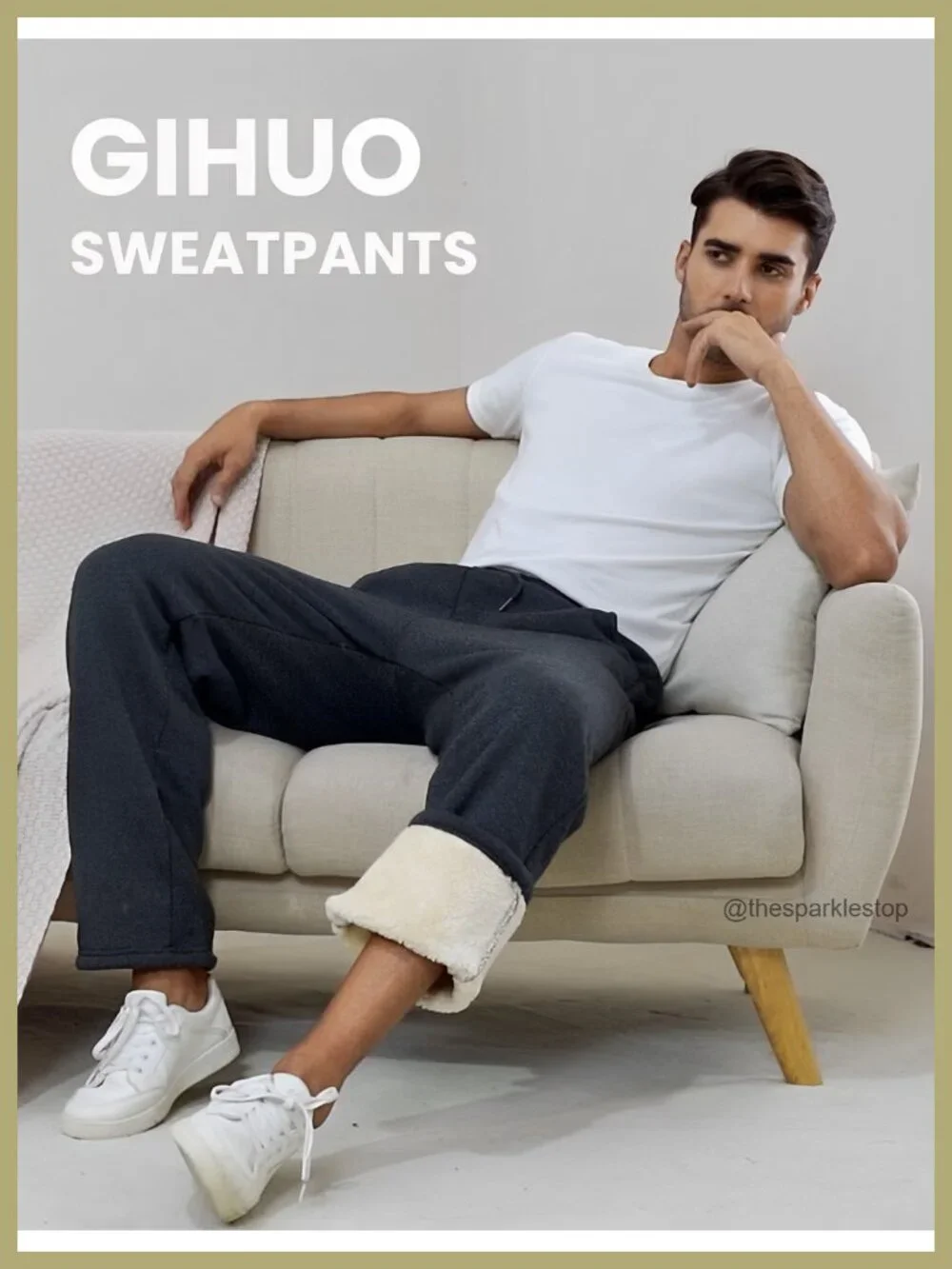 Men's Sherpa Lined Fleece Sweatpants Winter Running Jogger Pants